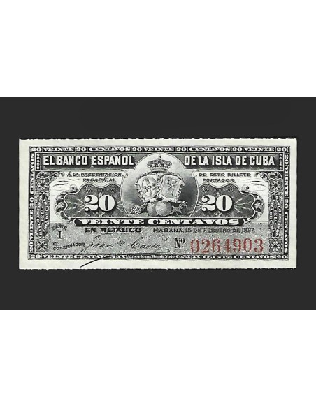 ALFONSO XIII - CUBA 20 CENTAVOS 1897