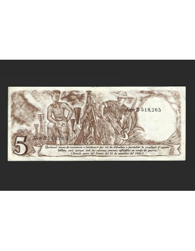 II REPUBLICA (GENERALITAT) 5 PESETAS 1936