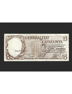 II REPUBLICA (GENERALITAT) 5 PESETAS 1936