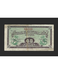 II REPÚBLICA ASTURIAS Y LEÓN 40 CENTIMOS 1936