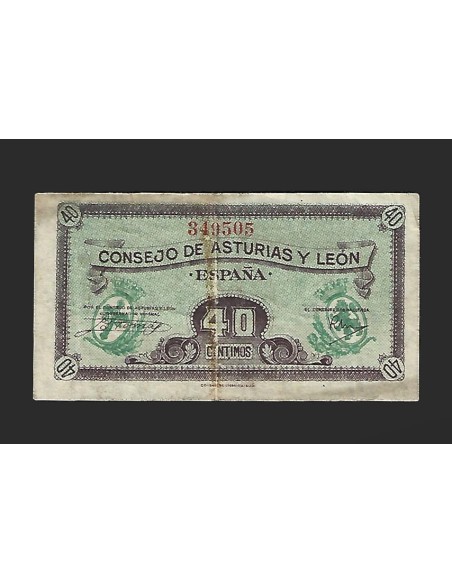 II REPÚBLICA ASTURIAS Y LEÓN 40 CENTIMOS 1936