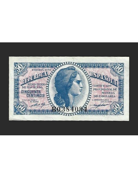 II REPÚBLICA HACIENDA 50 CENTIMOS 1937