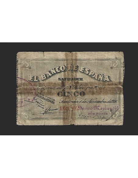 II REPÚBLICA SANTANDER 5 PESETAS 1936