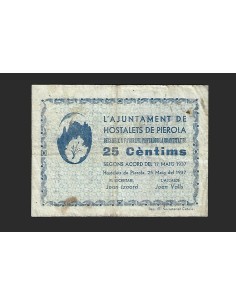 HOSTALETS DE PIEROLA (Barcelona) - 25 cèntims 1937
