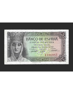 ESTADO ESPAÑOL - 5 PESETAS 1943 SIN SERIE