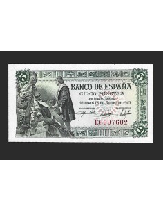 ESTADO ESPAÑOL - 5 PESETAS 1945 SERIE E