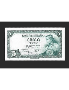 ESTADO ESPAÑOL - 5 PESETAS 1954 SIN SERIE