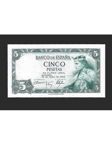 ESTADO ESPAÑOL - 5 PESETAS 1954 SIN SERIE