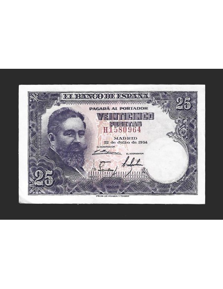 ESTADO ESPAÑOL - 25 PESETAS 1954 SERIE H