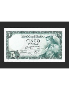 ESTADO ESPAÑOL - 5 PESETAS 1954 SIN SERIE
