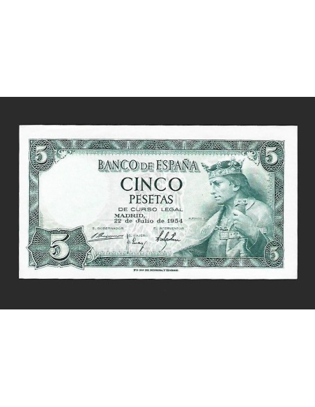 ESTADO ESPAÑOL - 5 PESETAS 1954 SIN SERIE