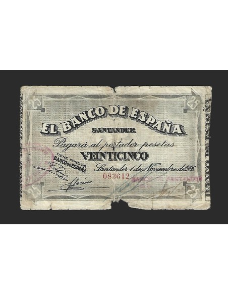 II REPÚBLICA SANTANDER - 25 PESETAS 1936