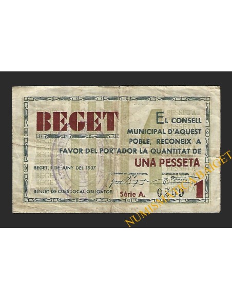 BEGET (Girona) - 1 pesseta 1937