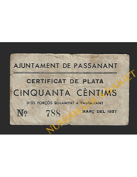 PASSANANT (Tarragona) - 50 cèntims 1937