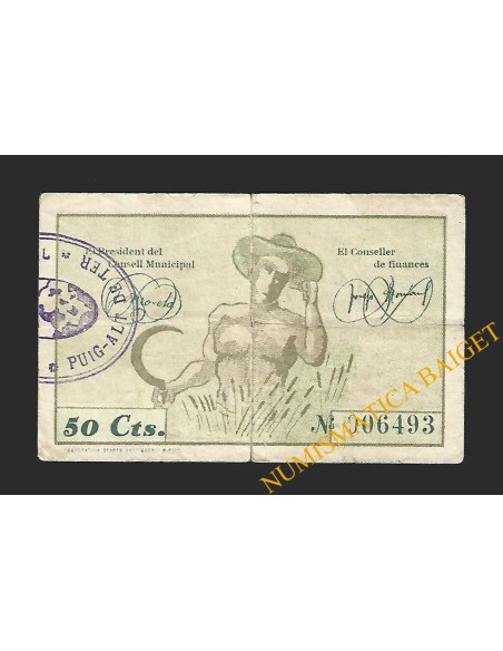 PUIG-ALT DE TER (Girona) - 50 cèntims 1937