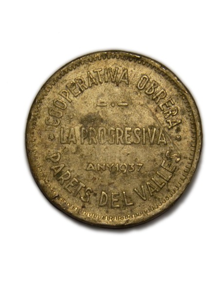 COOPERATIVA OBRERA LA PROGRESIVA 1937 - 25 céntimos