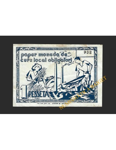 GLEVINYOL DE TER (Barcelona), 1 pesseta. 1937