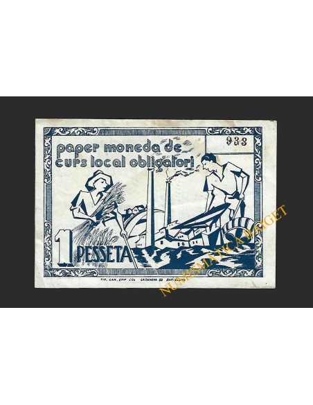 GLEVINYOL DE TER (Barcelona), 1 pesseta. 1937