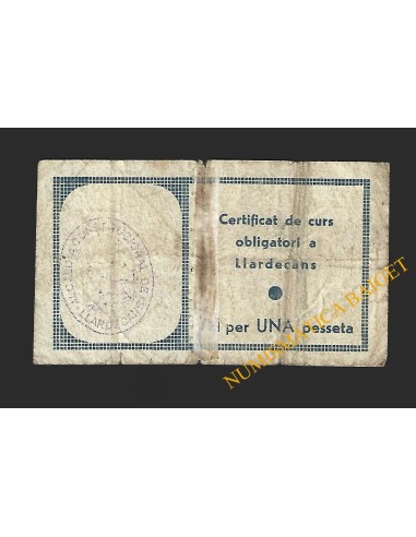 LLARDECANS (Lleida) - 1 pesseta 1937