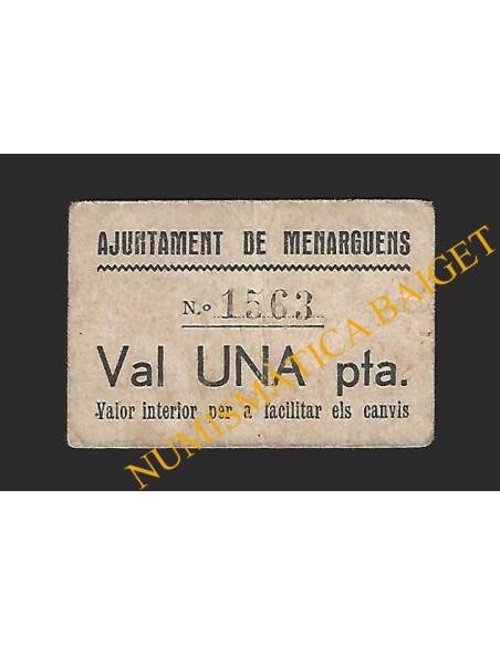 MENARGUENS (Lleida) - 1 pesseta 1937