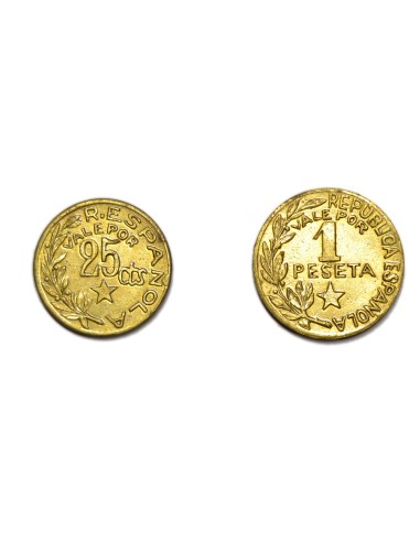 CONSEJOS MUNICIPALES DE MENORCA - 25 céntimos y 1 peseta