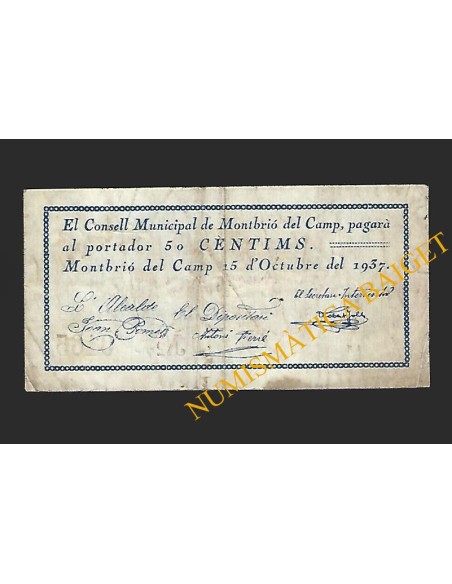 MONTBRIO DEL CAMP (Tarragona) - 50 cèntims 1937