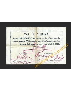 LLORENÇ DE MORUNYS (Lleida) - 25 cèntims 1937