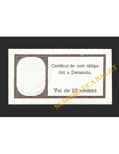 PERAMOLA (Lleida) - 25 cèntims 1937
