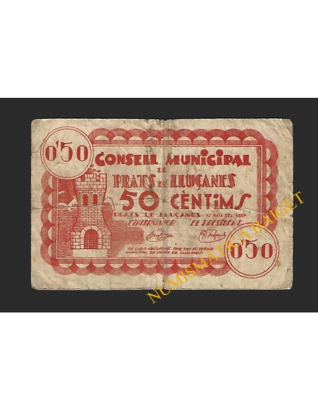 PRATS DE LLUÇANES (Barcelona) - 50 cèntims 1937