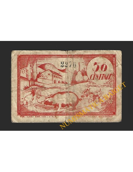 PRATS DE LLUÇANES (Barcelona) - 50 cèntims 1937