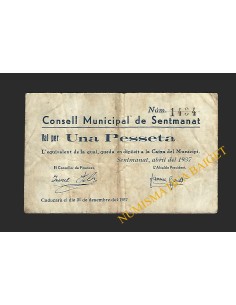 SENTMENAT (Barcelona) - 1 pesseta 1937