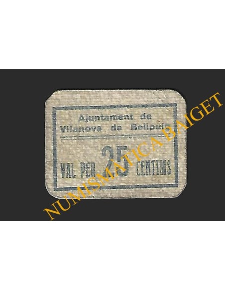 VILANOVA DE BELLPUIG (Lleida) - 25 cèntims 1937