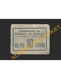 VILANOVA DE BELLPUIG (Lleida) - 10 cèntims 1937