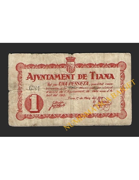 TIANA (Barcelona) - 1 pesseta 1937