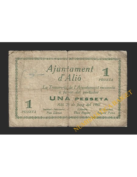 ALIO (Tarragona) - 1 pesseta 1937