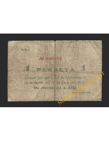 ALIO (Tarragona) - 1 pesseta 1937