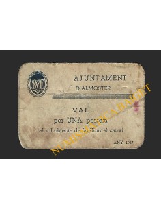 ALMOSTER (Tarragona) - 1 pesseta 1937