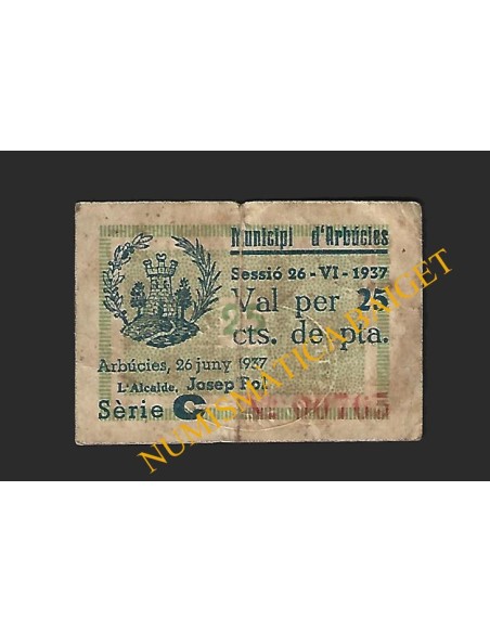 ARBUCIES (Girona) - 25 cèntims 1937