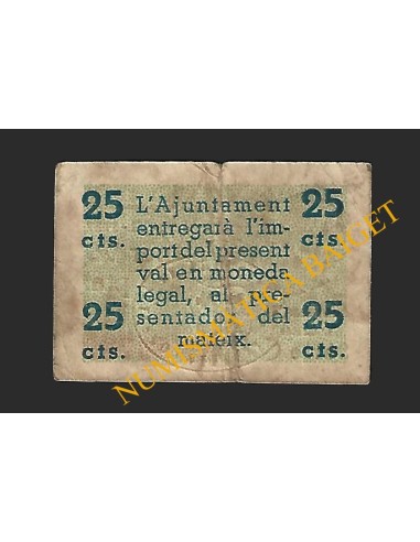 ARBUCIES (Girona) - 25 cèntims 1937