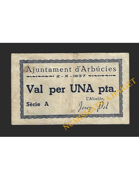 ARBUCIES (Girona) - 1 pesseta 1937