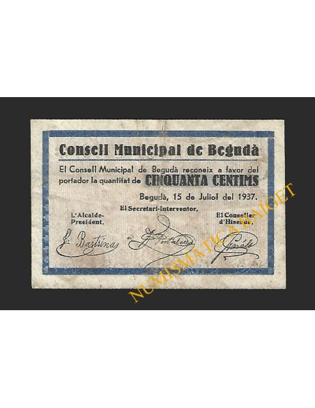 BEGUDA (Girona) - 50 centims 1937