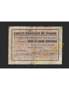 BEGUDA (Girona) - 25 centims 1937