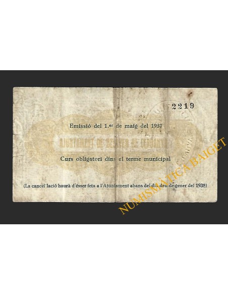 BELLVER DE CERDANYA (Lleida) - 0,25 pessetes 1937