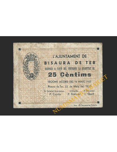 BISAURA DE TER (Barcelona) - 25 cèntims 1937