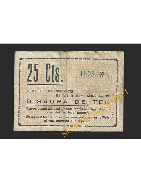 BISAURA DE TER (Barcelona) - 25 cèntims 1937