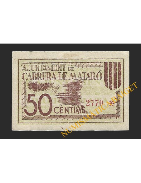 CABRERA DE MATARO (Barcelona) - 50 cèntims 1937