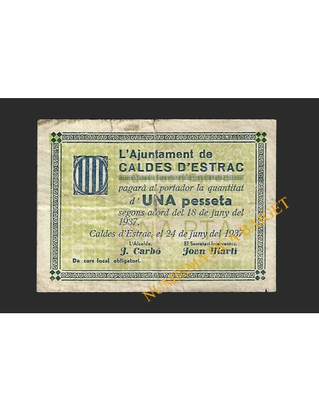 CALDES D'ESTRAC (Barcelona) - 1 pesseta 1937