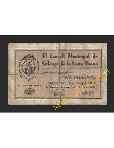 CALONGE DE LA COSTA BRAVA (Girona) - 1 pesseta 1937