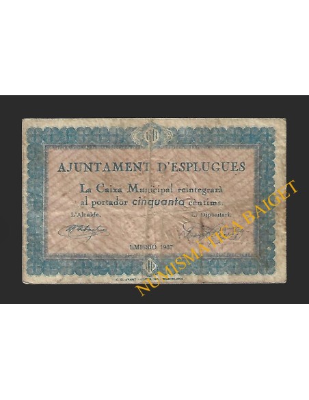 ESPLUGUES (Barcelona) - 50 cèntims 1937