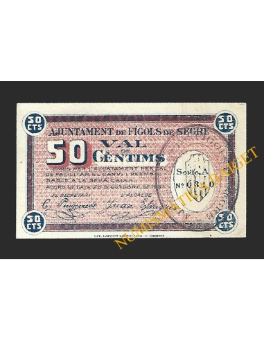 FIGOLS DE SEGRE (Lleida) - 50 cèntims 1937